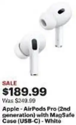 Best Buy Apple - AirPods Pro (2nd generation) with MagSafe Case (USB-C) - White offer