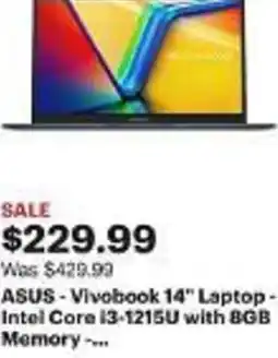 Best Buy ASUS - Vivobook 14" Laptop - Intel Core i3-1215U with 8GB Memory-... offer