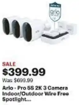 Best Buy Arlo - Pro 55 2K 3 Camera Indoor/Outdoor Wire Free Spotlight... offer