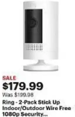 Best Buy Ring-2-Pack Stick Up Indoor/Outdoor Wire Free 1080p Security... offer