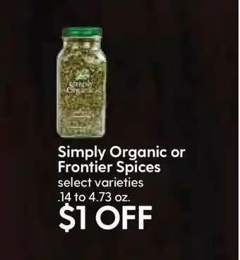 Hy-Vee Simply Organic Or Frontier Spices offer