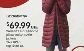 JC Penney Women's Liz Claiborne Pillow Puffer Jacket offer