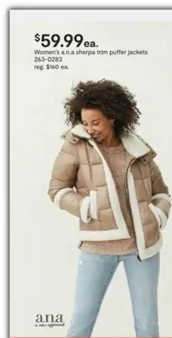 JC Penney Women's A.n.a. Sherpa Trim Puffee Jackets offer