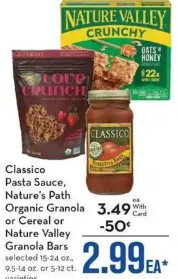 Mariano's Classico Organic Granola 3.49 With or Cereal or Nature Valley Granola Bars offer