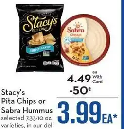 Mariano's Stacy's Pita Chips or Sabra Hummus offer