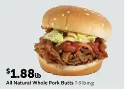 Fareway All Natural Whole Pork Butts 7-9 lb avg offer