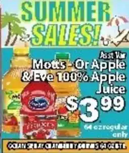 Fine Fare Motts- Or Apple & Eve 100% Apple Juice offer