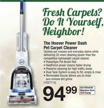 Ace Hardware The Hoover Power Dash Pet Carpet Cleaner offer