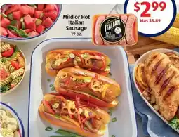 Aldi Mild or Hot Italian Sausage 19 oz. offer