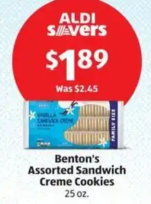 Aldi Benton's Assorted Sandwich Creme Cookies 25 oz. offer