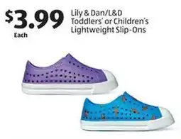 Aldi Lily & Dan/L&D Toddlers' or Children's Lightweight Slip-Ons offer