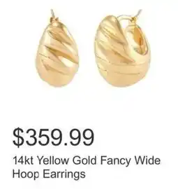 Costco 14kt Yellow Gold Fancy Wide Hoop Earrings offer