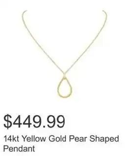 Costco 14kt Yellow Gold Pear Shaped Pendant offer