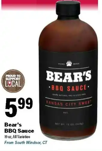 Big Y Bear's BBQ Sauce offer
