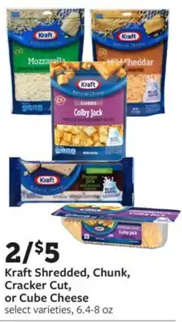 Fareway Kraft Shredded, Chunk, Cracker Cut, or Cube Cheese select varieties, 6.4-8 oz offer