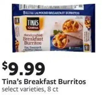 Fareway Tina's Breakfast Burritos select varieties, 8 ct offer