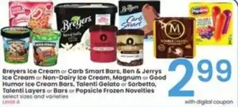 Albertsons Breyers Ice Cream or Carb Smart Bars, Ben & Jerrys Ice Cream or Non-Dairy Ice Cream, Magnum or Good offer