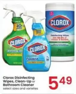 Albertsons Clorox Disinfecting Wipes, Clean-Up or Bathroom Cleaner select sizes and varieties offer