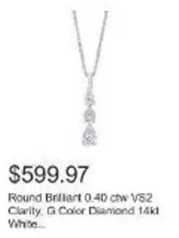 Costco Round Brilliant 0.40ctw VS2 Clarity, G. Color Diamond 14kt White... offer