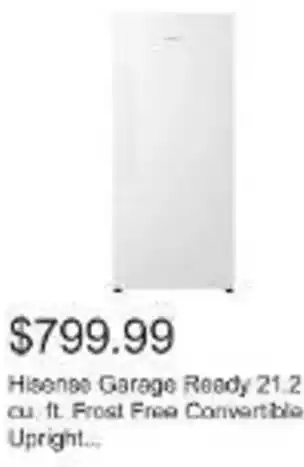Costco Hisense Garage Ready 21.2 cu ft. Frost Free Convertible Upright... offer