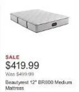 Costco Beautyrest 12" BR800 Medium Mattress offer