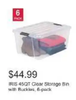 Costco IRIS 45QT Clear Storage Bin with Buckles, 6-pack offer