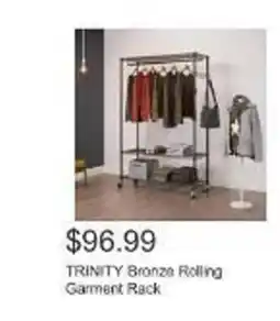 Costco TRINITY Bronze Rolling Garment Rack offer