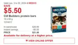 Costco Clif Builders protein bars offer
