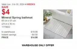 Costco Mineral Spring bathmat offer