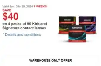 Costco on 4 packs of 90 Kirkland Signature contact lenses offer