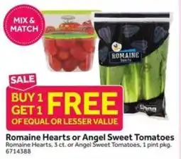 Stop&Shop Romaine Hearts or Angel Sweet Tomatoes offer