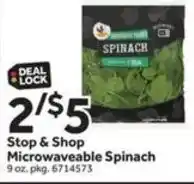 Stop&Shop Stop & Shop Microwaveable Spinach offer