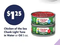 Family Dollar Chicken of the Sea Chunk Light Tuna in Water or Oil offer