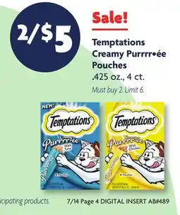 Family Dollar Temptations Creamy Purrrr•ée Pouches offer