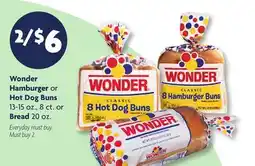 Family Dollar Wonder Hamburger or Hot Dog Buns 13-15 oz., 8 ct. or Bread 20 oz offer