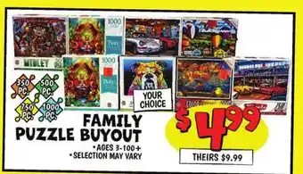 Ollie's FAMILY PUZZLE BUYOUT offer
