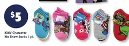 Family Dollar Kids' Character No Show Socks offer