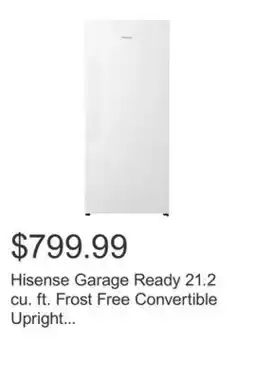 Costco Hisense Garage Ready 21.2 cu. ft. Frost Free Convertible Upright Freezer/Refrigerator E-STAR offer