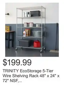 Costco TRINITY EcoStorage 5-Tier Wire Shelving Rack 48 x 24 x 72 NSF, Includes Wheels, Chrome offer