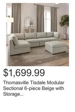 Costco Thomasville Tisdale Modular Sectional 6-piece Beige with Storage Ottoman offer