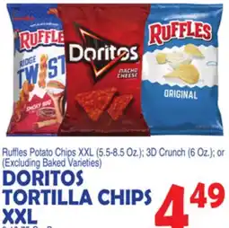 Bravo Supermarkets DORITOS TORTILLA CHIPS XXL 9-10.75 Oz. Bag offer