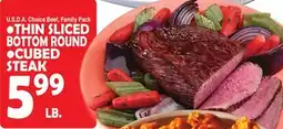 Bravo Supermarkets THIN SLICED BOTTOM ROUND CUBED STEAK offer