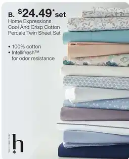 JC Penney Home Expressions Cool And Crisp Cotton Percale Twin Sheet Set offer