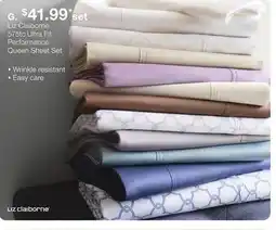 JC Penney Liz Claiborne 575tc Ultra Fit Performance Queen Sheet Set offer