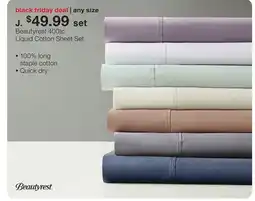 JC Penney Beautyrest 400tc Liquid Cotton Sheet Set offer