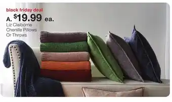 JC Penney Liz Claiborne Chenille Pillows Or Throws offer