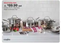 JC Penney Cooks 15-Pc. Stainless Steel Cookware Set offer