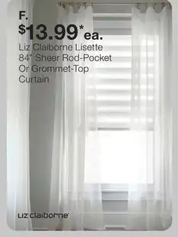 JC Penney Liz Claiborne Lisette 84 Sheer Rod-Pocket Or Grommet-Top Curtain offer