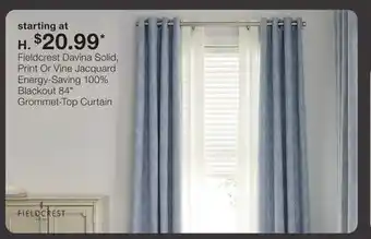 JC Penney Fieldcrest Davina Solid, Print Or Vine Jacquard Energy-Saving 100% Blackout 84 Grommet-Top Curtain offer