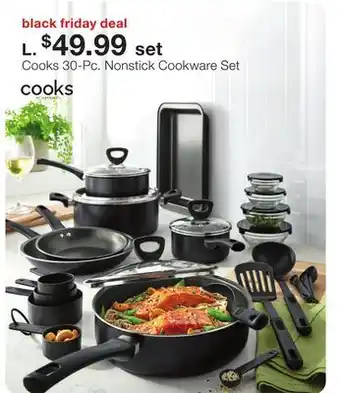 JC Penney Cooks 30-Pc. Nonstick Cookware Set offer